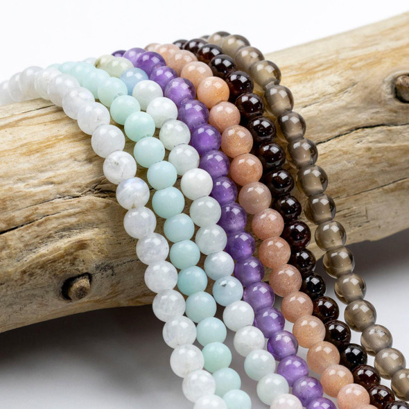 Cherry Tree Beads Large Hole Gemstone 6mm Round Beads with a 2.5mm Drilled Hole - approx. 8 inch strand 