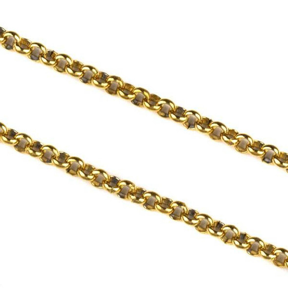 Gold Plated Stainless Steel 2mm Rolo Chain - 2 meter, SS04g-2m