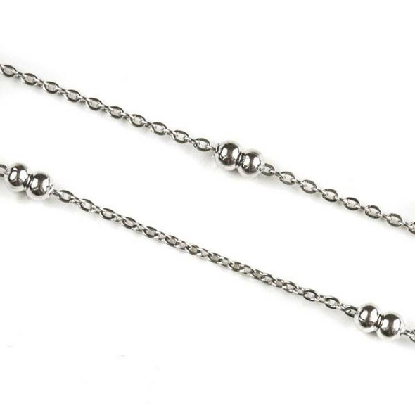 Natural Silver Stainless Steel 3mm Ball and Curb Chain - 2 meters, SS09s-2m