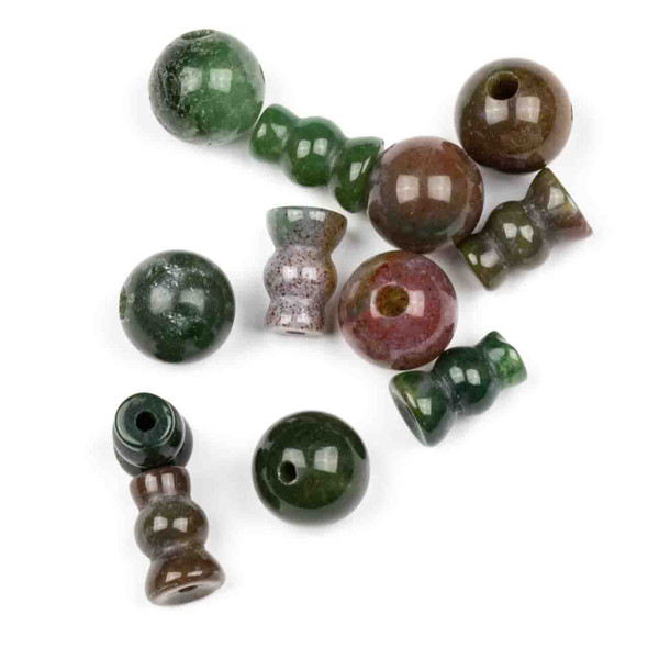 Fancy Jasper 10mm Guru Bead with 7x10mm Tower - 1 set per bag