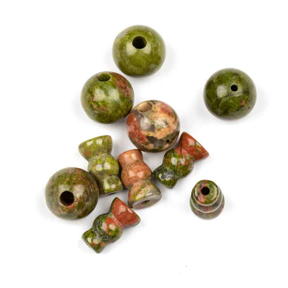 Unakite 10mm Guru Bead with 7x10mm Tower - 1 set per bag