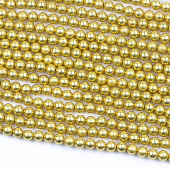Coated Brass 6mm Hollow Round Beads with approximately 1mm Hole - 8 inch strand