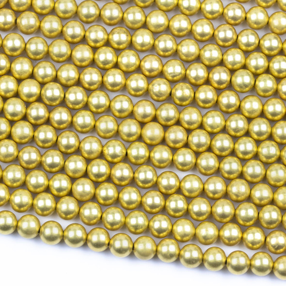 Coated Brass 8mm Hollow Round Beads with approximately 1.3mm Hole - 8 inch strand