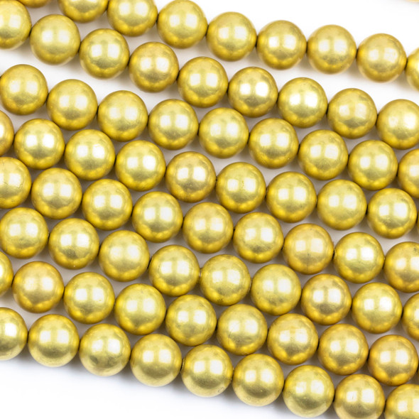 Coated Brass 12mm Hollow Round Beads with approximately 1.5mm Large Hole - 8 inch strand