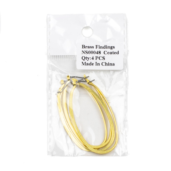 Coated Brass 30x54mm Oval Shaped Leverback Hoop Earrings with Stainless Steel Posts - 2 pairs/4 pcs per bag - NS00048c