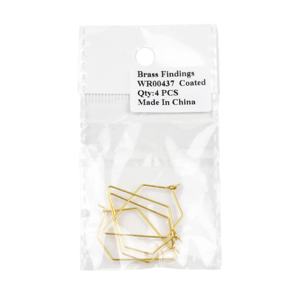 Coated Brass 23x35mm Diamond Shaped Hoop Ear Wires - 2 pairs/4 pcs per bag - WR00437c