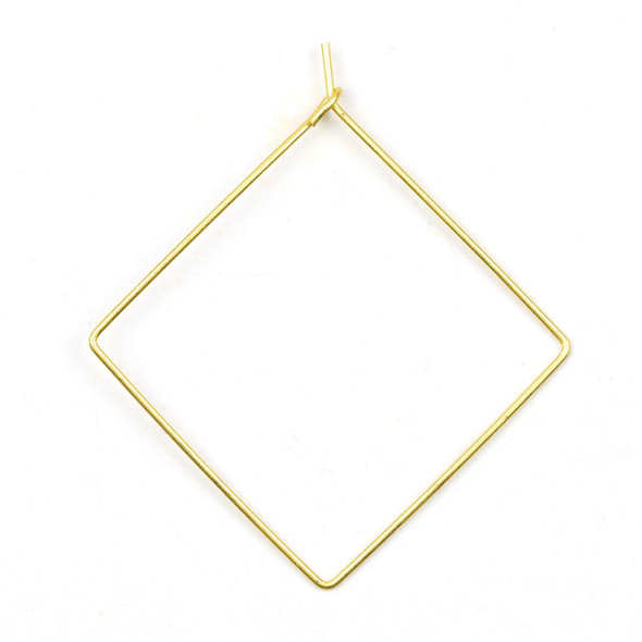 Cherry Tree Beads Coated Brass 30x30mm Square Shaped Hoop Ear Wires - 2 pairs/4 pcs per bag - WR00438c 