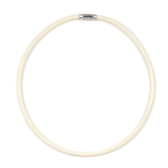 Round Rubber Cord Necklace - White, 5mm, 20" with Stainless Steel Magnetic Clasp