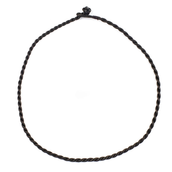 Black cord sterling silver necklace, adjustable clasp, pebble. | Anna Maria  Mazaraki