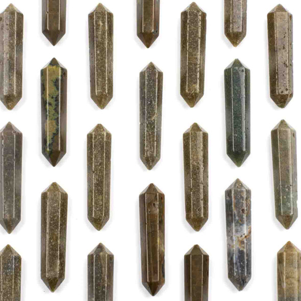 Ocean Jasper 8x40mm Top Drilled Double Terminated Petite Hexagonal Point Pendant - 1 per bag