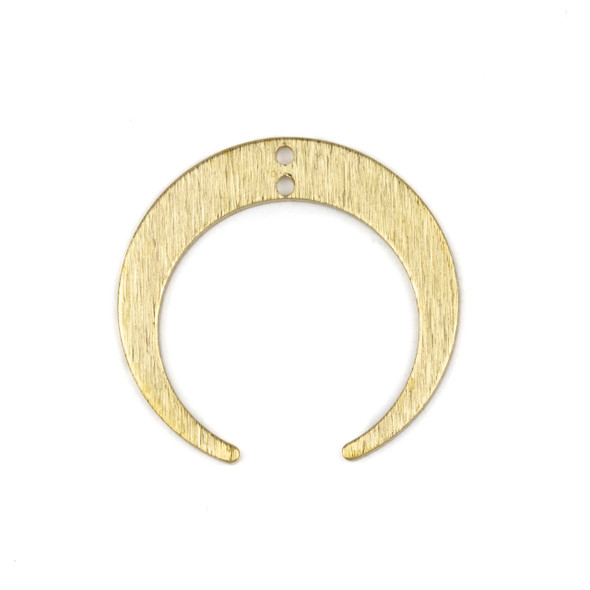 Raw Brass 27x28mm Textured Horizontal Crescent Moon Drop Components with 2 holes - 6 per bag - CL00368