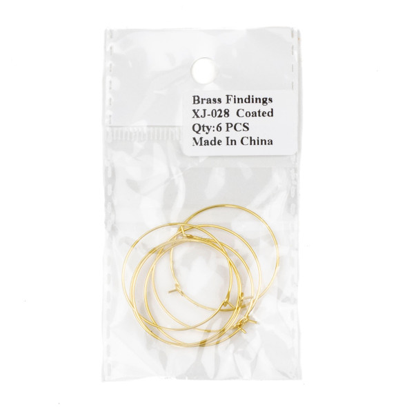 Coated Brass 30mm Hoop Ear Wires - 6 per bag - CTBXJ-028c