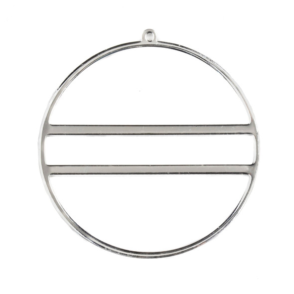 Silver Plated Brass 43x45mm Hoop Components with 2 Bars - 4 per bag - CTBXJ-060s