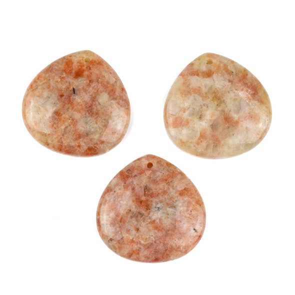 Sunstone 40mm Top Front to Back Drilled Almond Pendant with a Flat Back - 1 per bag