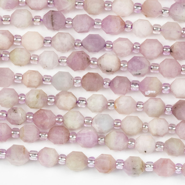 Kunzite 5x6mm Faceted Prism Beads - 15 inch strand