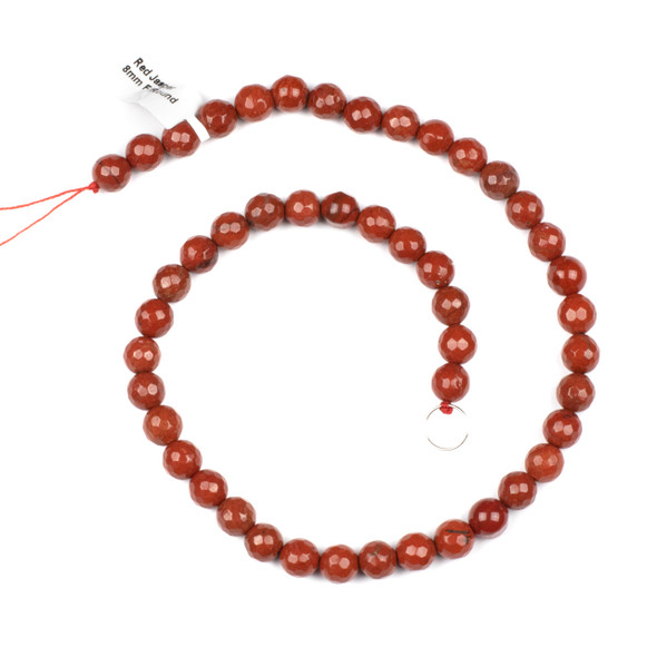 Red Jasper 8mm Faceted Round Beads - 15 inch strand