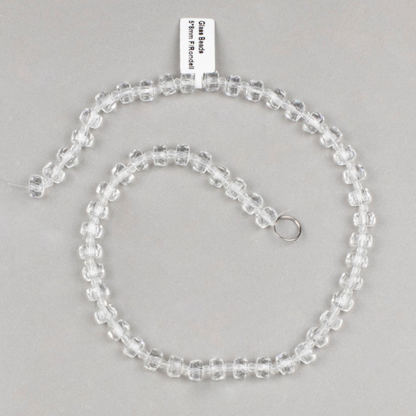 Crystal 5x8mm Clear Faceted Heishi Beads - 16 inch strand