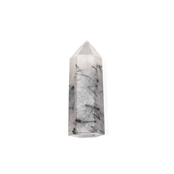 Black Rutilated Quartz Crystal Point Tower - approx. 1.5-2.5 inches, 1 piece