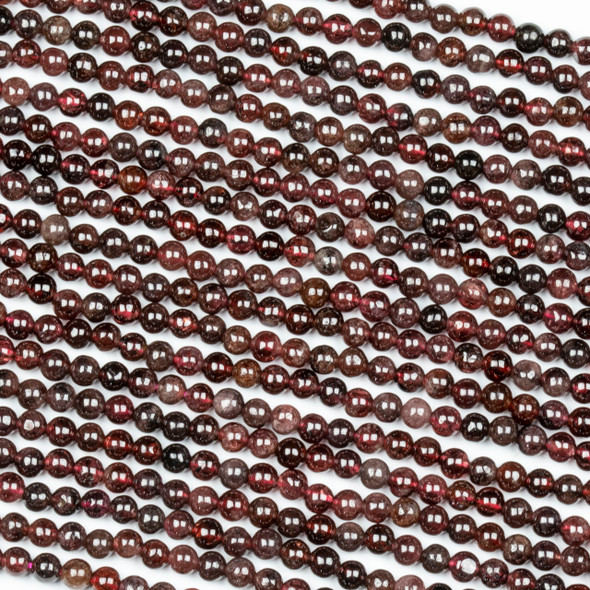 Garnet 3mm Round Beads - 15 inch strand