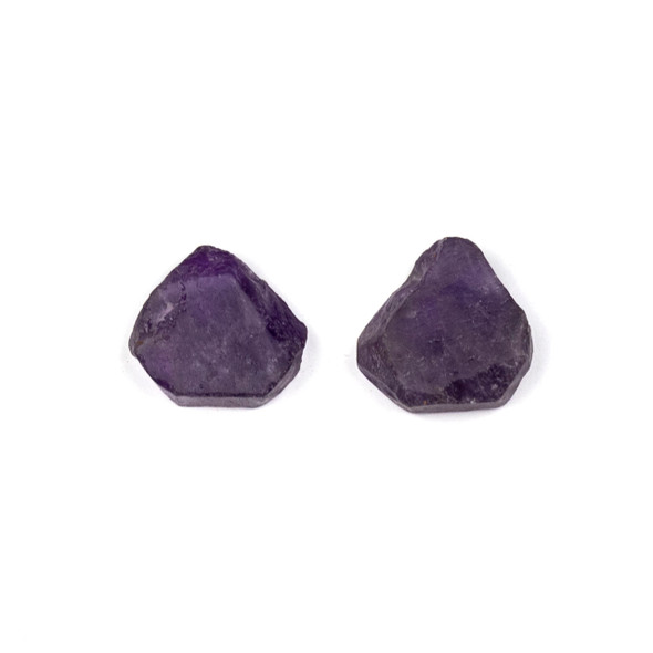 Amethyst approximately 13x14mm Rough/Not Polished Top Drilled Teardrop Pendants - 1 pair/2 pieces per bag