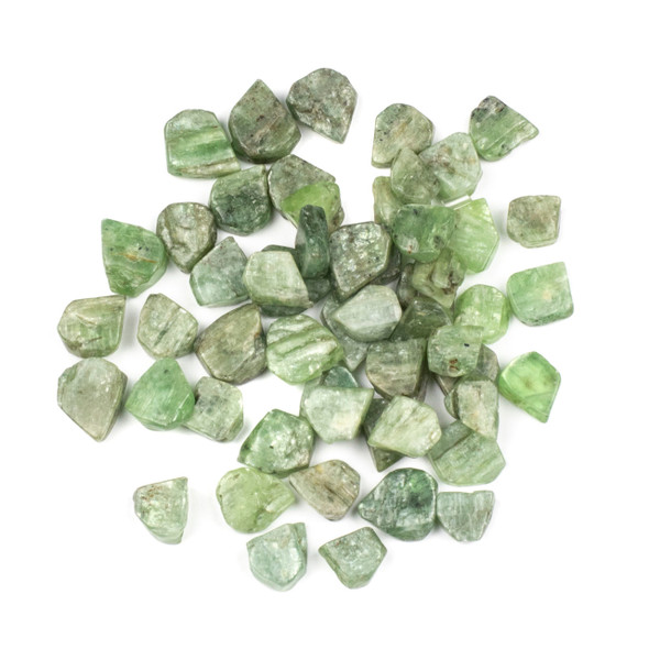 Green Kyanite approximately 10x13mm Rough/Not Polished Top Drilled Teardrop Pendants - 1 pair/2 pieces per bag