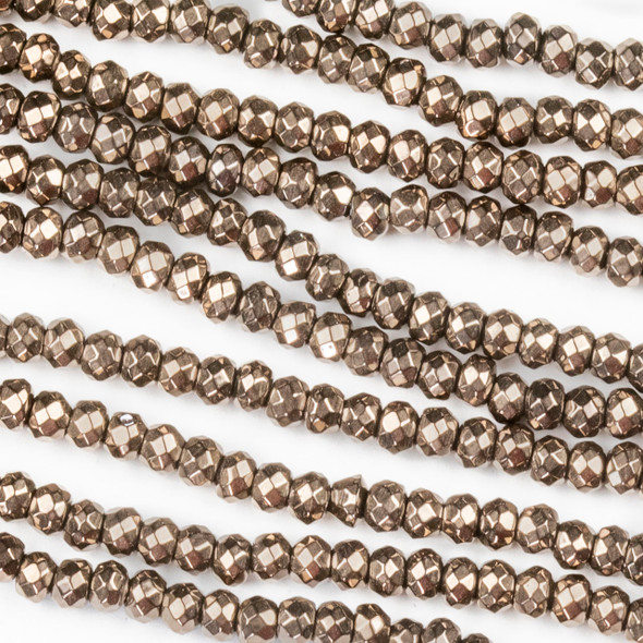 Hematite 2x3mm Electroplated Bronze Faceted Rondelle Beads - approx. 8 inch strand
