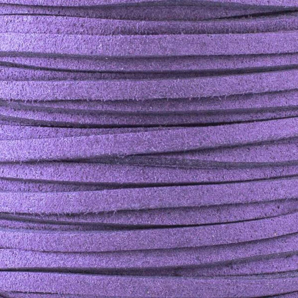 Dark Plum Purple Microsuede 1.5mm Thick, 2mm Wide Flat Cord - 3 yards