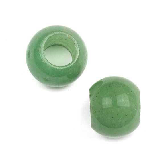 Large Hole Green Aventurine 18mm Round Beads with a 9mm Hole - 2 per bag