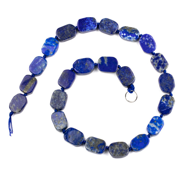 Lapis 12x17mm Irregular Oval Beads - 16 inch knotted strand