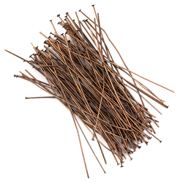 Vintage Copper Plated Brass 3 inch, 20g Headpins - 100 per bag