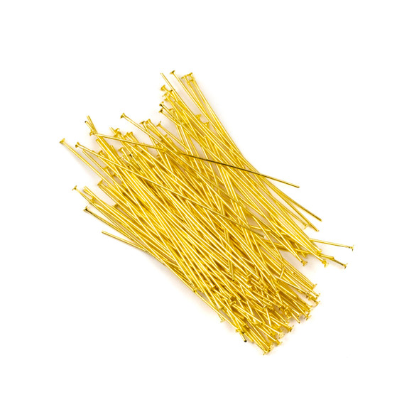 Gold Plated Brass 2 inch, 22g Headpins - 100 per bag