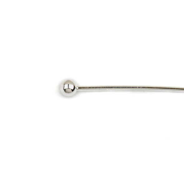 Silver Plated Brass 1 inch, 22g Headpins/Ballpins with a 2mm Ball - 200 per bag