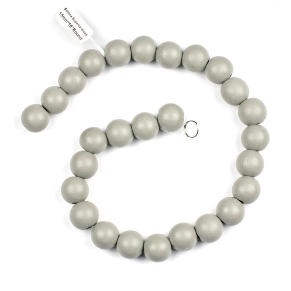 Grey Schima Superba Wood 16mm Round Beads - 16 inch strand