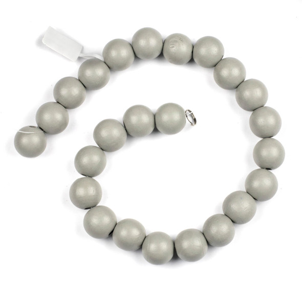 Grey Schima Superba Wood 18mm Round Beads - 16 inch strand