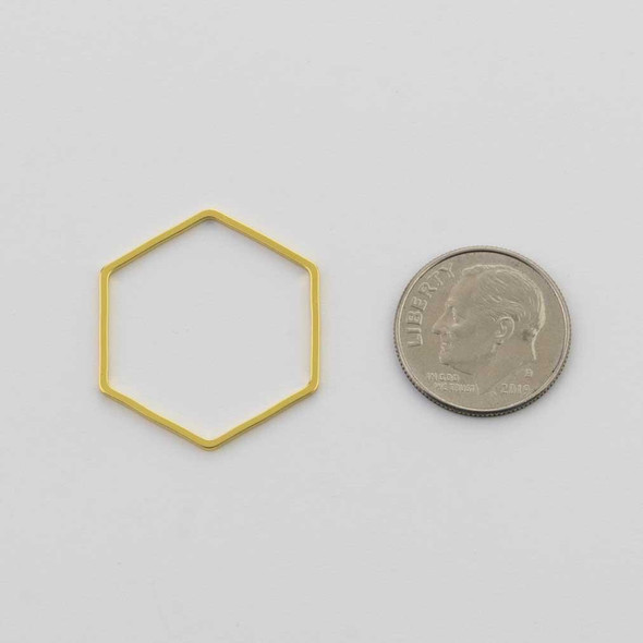 Cherry Tree Beads Plated Brass 22x25mm Hexagon Link - 6 per bag - ES7593 