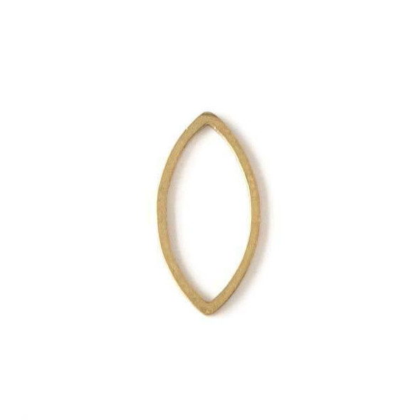 8x16mm marquis-shaped brass links shown in raw and coated finishes, ideal for DIY jewelry making and connector designs.