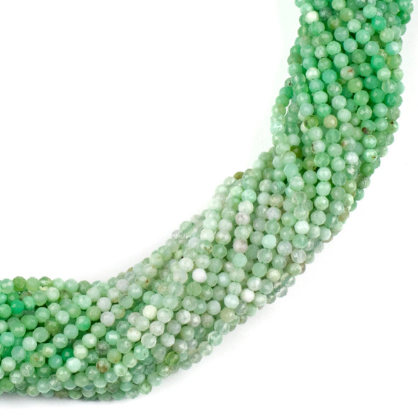 Multicolor Light Chrysoprase 2mm Faceted Round Beads - 15 inch strand