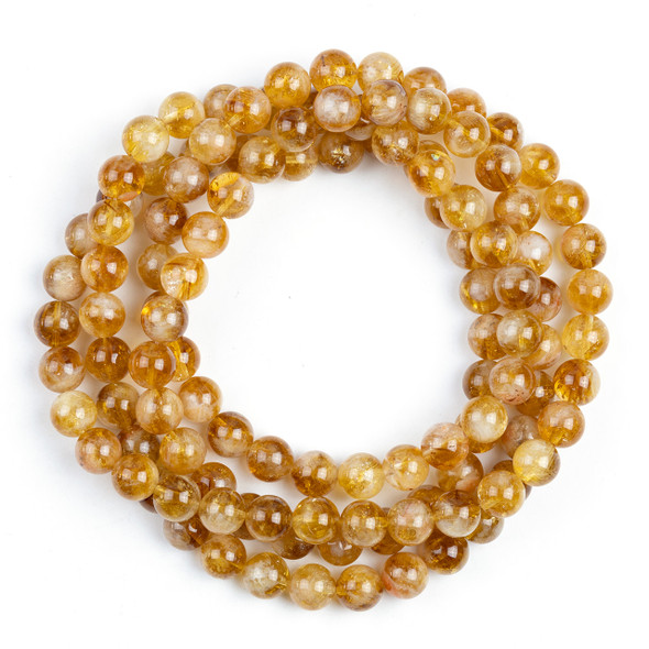 Cherry Tree Beads Citrine 8mm Mala Round Beads - 115 beads per strand