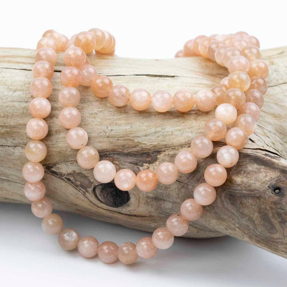 Cherry Tree Beads Peach Moonstone 6mm Mala Round Beads - 115 beads per strand 
