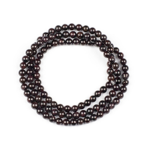 Cherry Tree Beads Garnet 6mm Mala Round Beads - 115 beads per strand