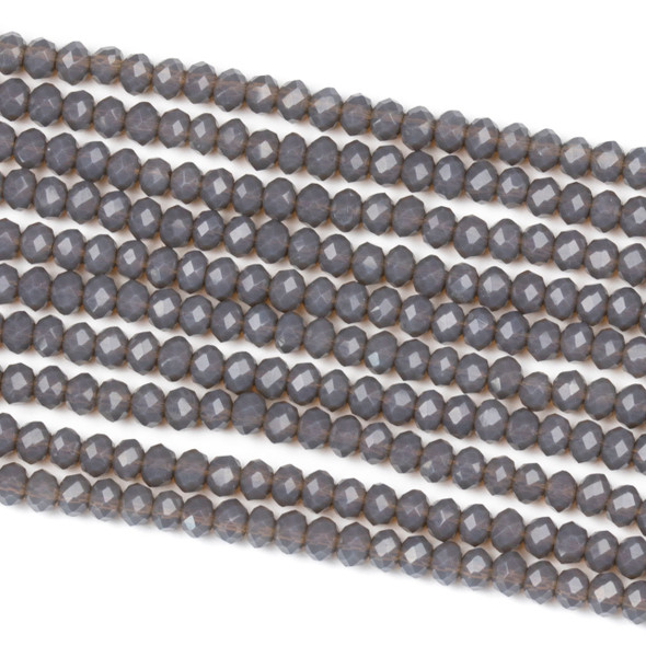 Crystal 2x3mm Milky Earl Grey Rondelle Beads - Approx. 15.5 inch strand
