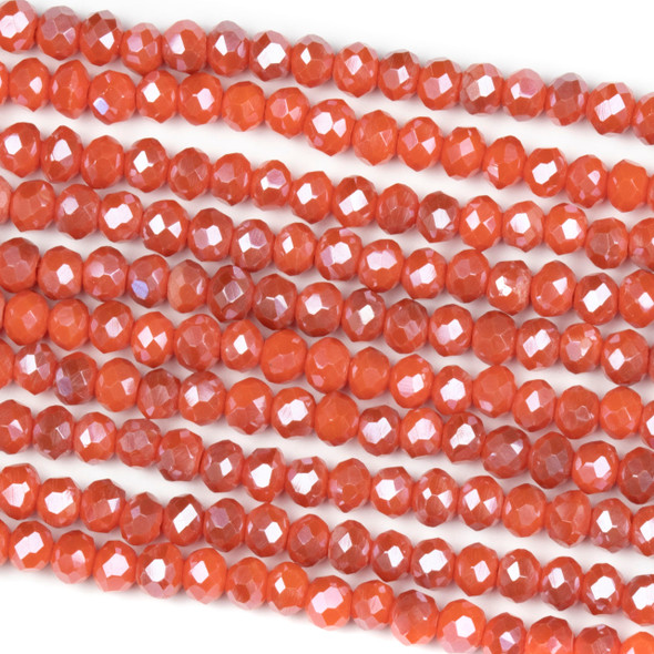 Crystal 3x4mm Opaque Taupe Kissed Wild Strawberry Rondelle Beads - Approx. 15.5 inch strand