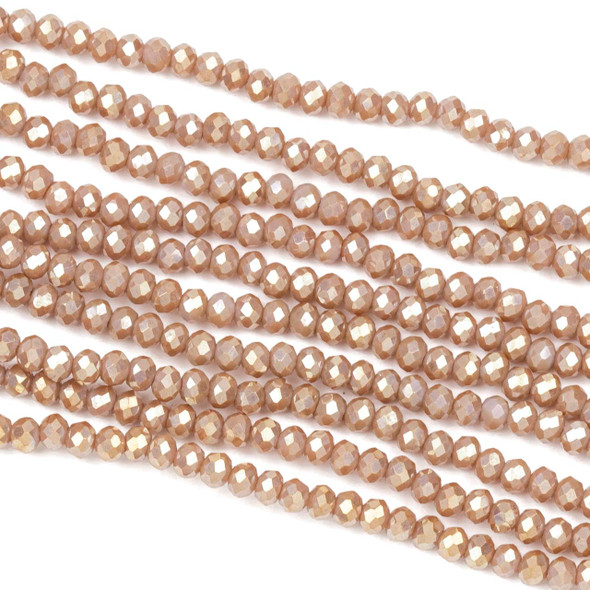 Crystal 2x2mm Opaque Dark Vintage Rose Rondelle Beads with a Silver AB finish - Approx. 15.5 inch strand