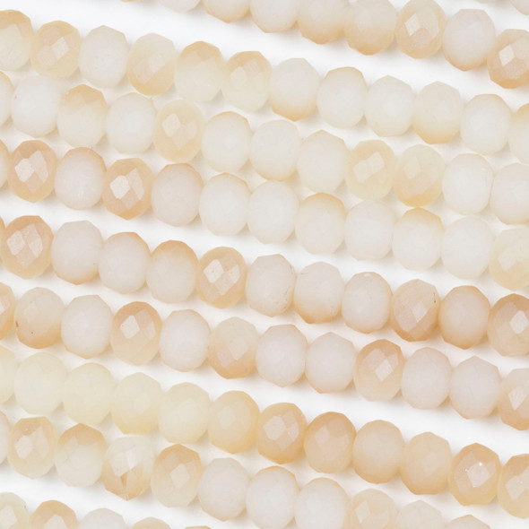 Crystal 4x6mm Opaque Matte Nude Kissed Almond Rondelle Beads - Approx. 15.5 inch strand