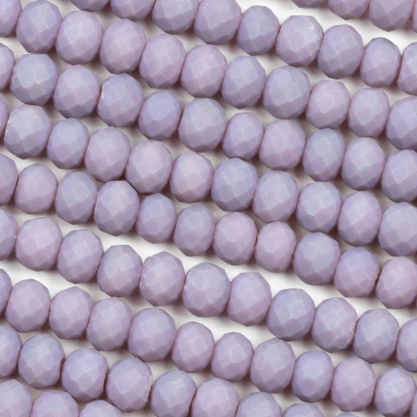 Crystal 4x6mm Opaque Matte Wisteria Purple Rondelle Beads - 15 inch strand