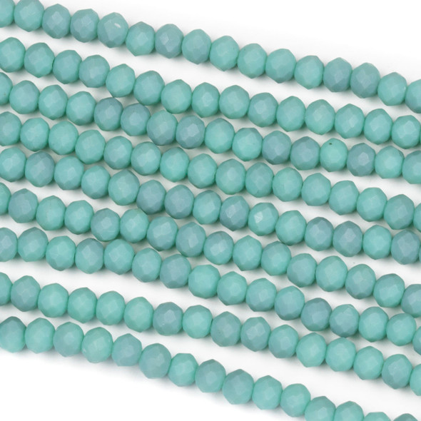 Crystal 3x4mm Opaque Matte Turquoise Rondelle Beads - Approx. 15.5 inch strand