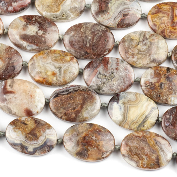 Laguna Lace Agate 18x24mm Oval Beads - 16 inch knotted strand