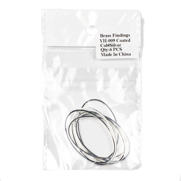 Coated Silver Plated Brass 30x46mm Oval Hoop Components - 6 per bag - CTBYH-009sc
