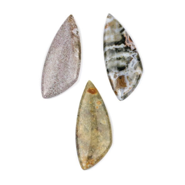 Ocean Jasper 20x48mm Top Drilled Triangle Free Form Pendant - 1 per bag