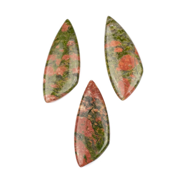 Unakite 20x48mm Top Drilled Triangle Free Form Pendant - 1 per bag